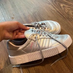 Women’s adidas silver sambas